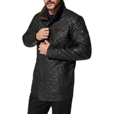 Mens Diamond Quilted Black Coat